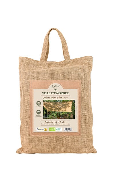 JARDILINE - Voile d'ombrage en toile de jute - Naturel - L.400xl.300cm - large