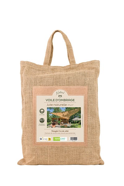JARDILINE - Voile d'ombrage triangulaire jute 5 m - L.500xl.500cm - large