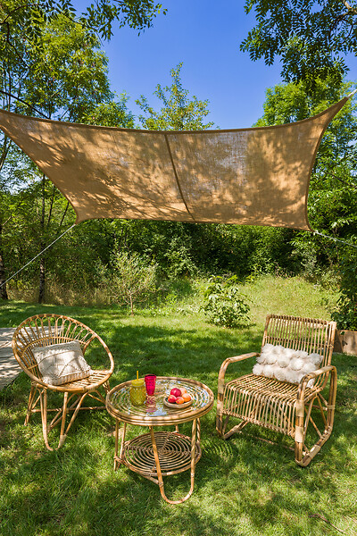 JARDILINE - Voile d'ombrage en toile de jute - Naturel - L.300xl.200cm - large