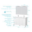 AURLANE - Meuble Salle de Bains 120 cm Laqué Blanc 4 Portes, Vasque, Miroirs 60x80 et Réglettes Led - XENOS - vignette