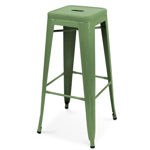 OVIALA - Lot de 4 tabourets de terrasse en métal mat vert cactus - Indus - large