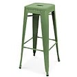 OVIALA - Lot de 4 tabourets de terrasse en métal mat vert cactus - Indus - vignette