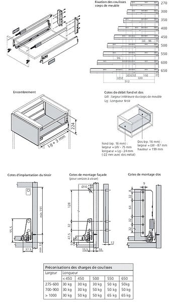 BLUM - Tiroir TANDEMBOX antaro hauteur D blanc L350mm - BLUMOTION - ANT358D350BLS - large