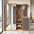 CONCEPT USINE - Meuble d'entrée design bois et gris avec miroir ANKA - vignette