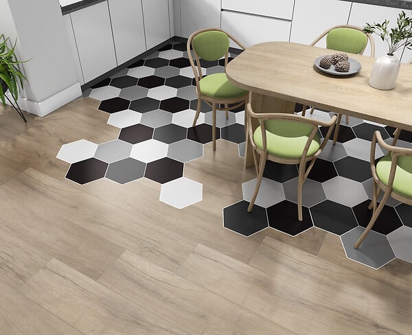 CERAM INDUSTRIE - Sol hexagonal grès cérame Flat Silver - 19.8x22.8cm - 0.84m² - large