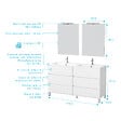 AURLANE - Meuble Salle de Bains 120 cm Laqué Blanc 6 Tiroirs, Vasque, Miroirs 60x80 et Réglettes Led - XENOS - vignette
