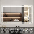 AICA SANITAIRE - Miroir de salle de bain lumineux 80x60cm, Bluetooth + Loupe + Horloge + Anti-buée + Luminosité ajustable Miroir multifonctions - vignette