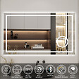 AICA SANITAIRE - Miroir de salle de bain lumineux 140x80cm, Bluetooth + Loupe + Horloge + Anti-buée + Luminosité ajustable Miroir multifonctions - vignette