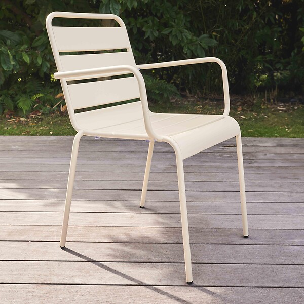 OVIALA - Fauteuil de jardin en métal ivoire - Palavas - large