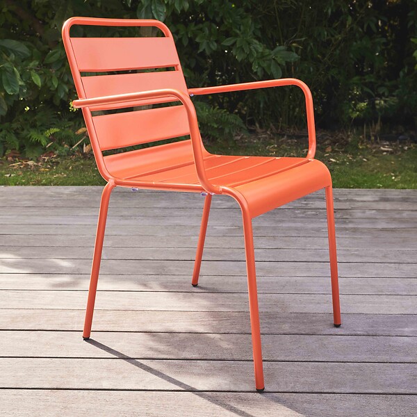 OVIALA - Fauteuil de jardin en métal orange - Palavas - large