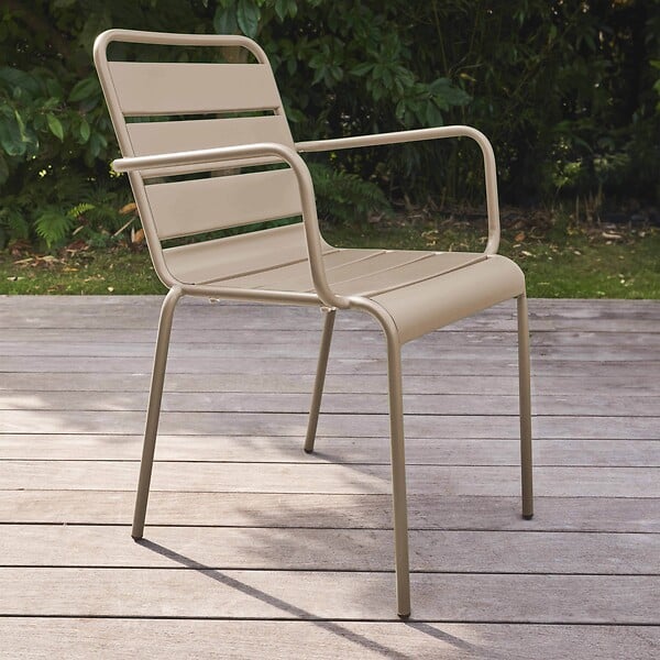 OVIALA - Fauteuil de jardin en métal taupe - Palavas - large