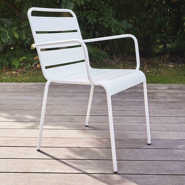 OVIALA - Fauteuil de jardin en métal blanc - Palavas - large