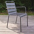 OVIALA - Fauteuil de jardin en métal gris anthracite - Palavas - vignette