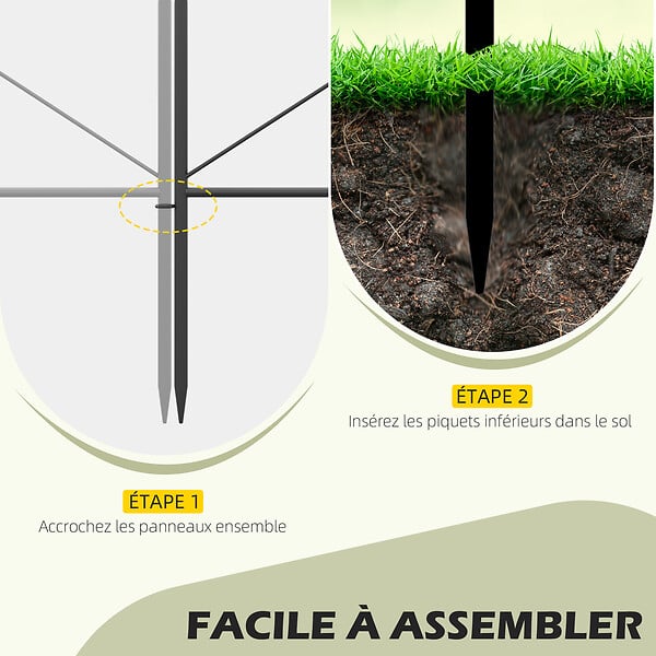 OUTSUNNY - Lot de 5 clôtures de jardin décoratives en métal avec ornements - dim. totales 305L x 62H cm - noir - large