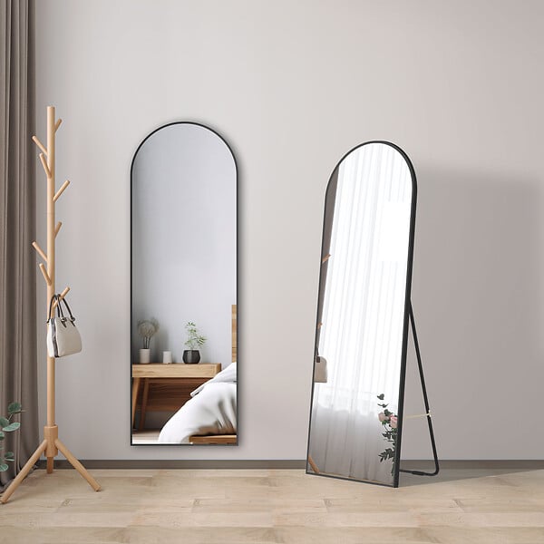 AICA SANITAIRE - AICA Miroir sur pied et Psyché 50 x 150 cm (L x H), miroir complet arqué noir - large