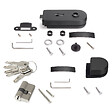 EMUCA - Kit de serrure et de gâche pour portes en verre doubles, loquet horizontal pour porte en verre 8-12mm, acier et aluminium, peint en noir - vignette
