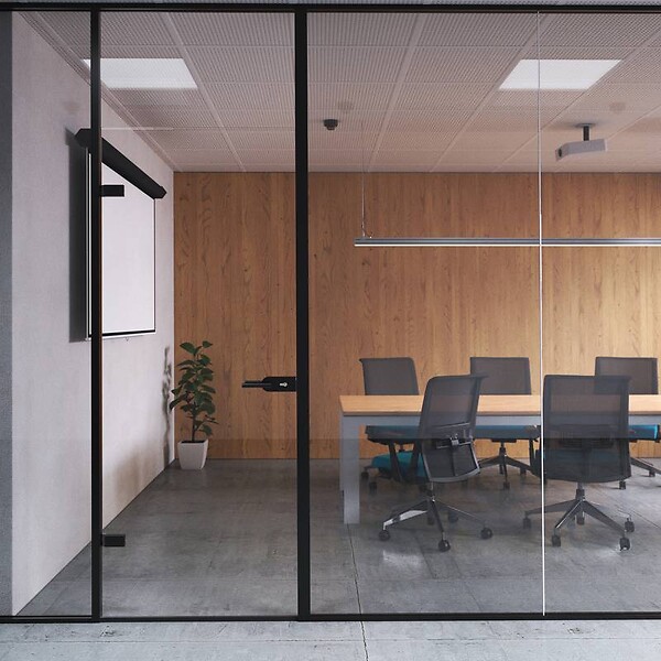EMUCA - Serrure pour porte en verre avec cadre en bois, cylindre avec clés, pour porte en verre 8-12mm, acier et aluminium, peint en noir - large