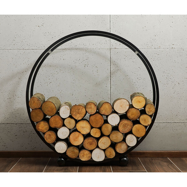 COOK KING - Porte-bûches 'DAISY' en acier pour bûches 20cm : Alliance parfaite entre fonctionnalité et esthétisme - Ø 80cm - large