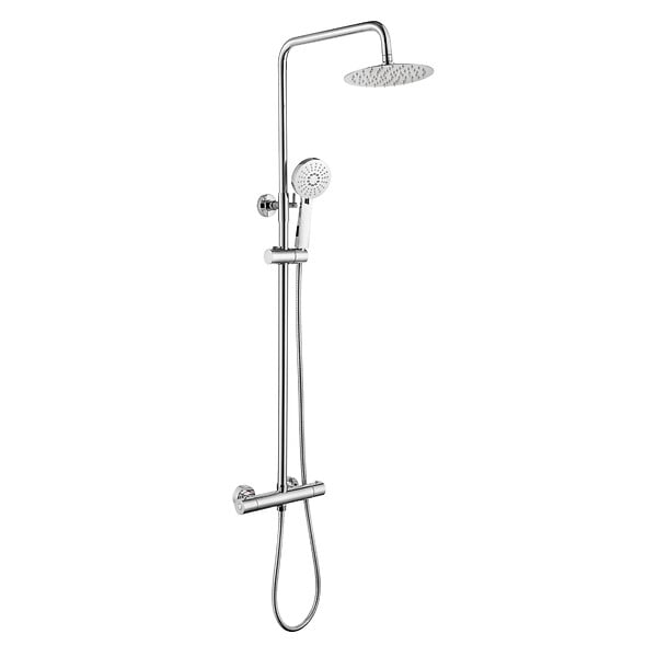 STANO - Pack Receveur de douche 90 x 140 cm extra plat gris + Colonne de douche thermostatique - large