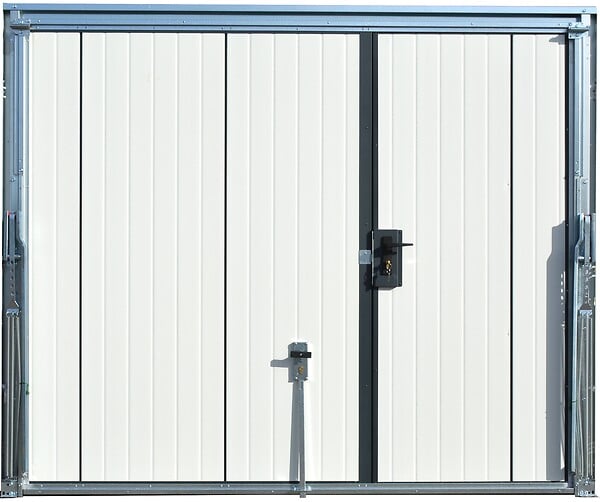 SPADONE - Porte de garage basculante grise avec portillon l.240 x H.200 cm x Ep.20 mm - large