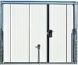 SPADONE - Porte de garage basculante grise avec portillon l.240 x H.200 cm x Ep.20 mm - vignette