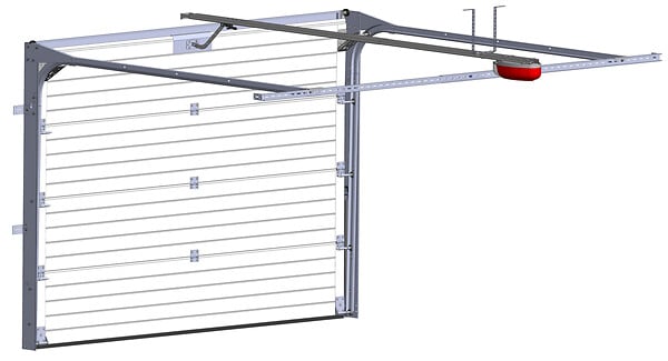SPADONE - Porte de garage sectionnelle grise motorisée l.300 x H.200 cm x Ep.40 mm Polygrain - large