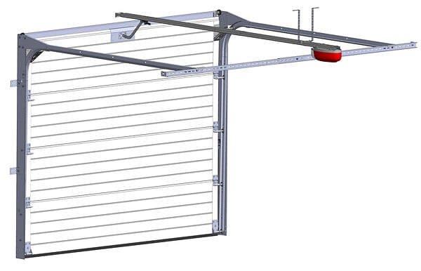 SPADONE - Porte de garage sectionnelle blanche motorisée l.240 x H.200 cm x Ep.40 mm Polygrain - large