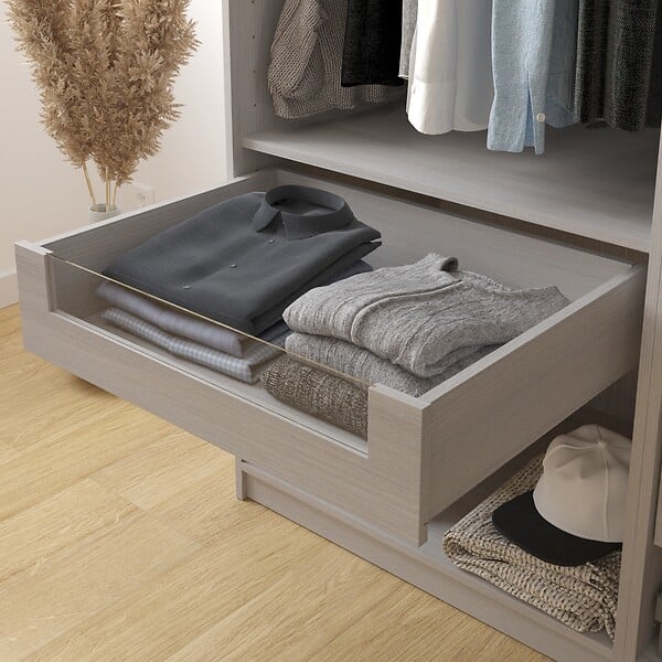 MODE DE VIE - Tiroir semi-vitré Rubyx - Chêne gris - L.72xH.16xP.51cm - large