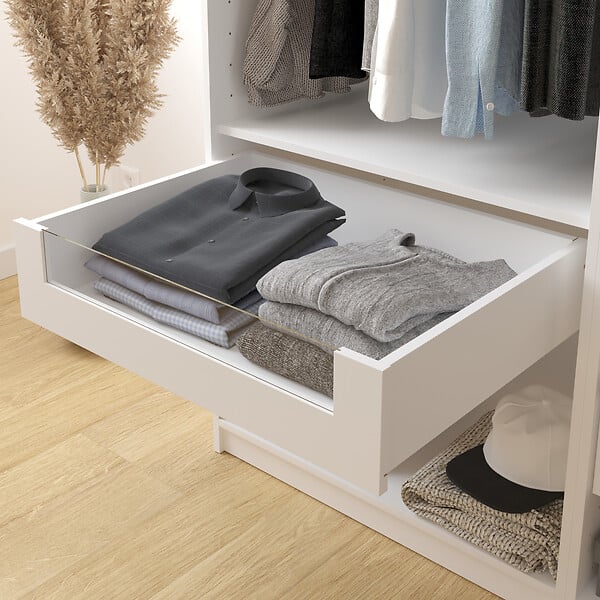 MODE DE VIE - Tiroir Rubyx avec facade semi-vitree - Blanc - 72x16x51cm - large