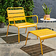 OVIALA - Fauteuil relax et repose pied en métal jaune - Palavas - vignette