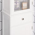 KLEANKIN - Meuble colonne de salle de bain placard porte acrylique 2 étagères placard porte 1 étagère tiroir MDF blanc - vignette
