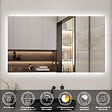 AICA SANITAIRE - AICA 100x60cm LED Miroir de salle de bain rétro-éclairé sans cadre Tricolore + Anti-buée + Mémoire + Dimmable - vignette