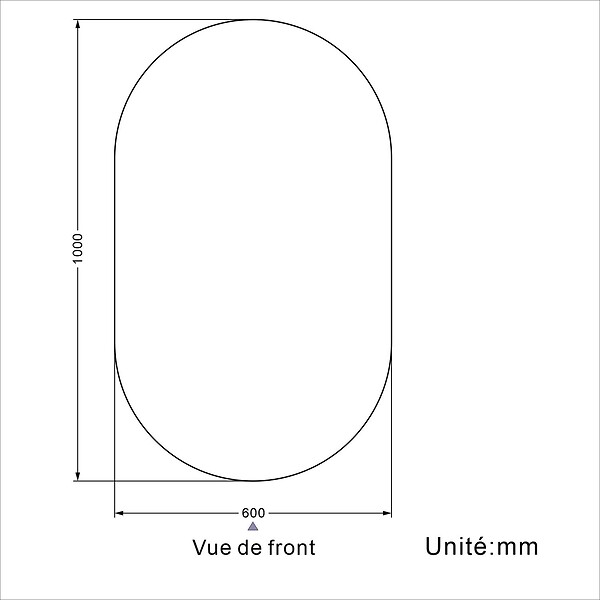 AICA SANITAIRE - AICA Miroir de salle de bain ovale sans cadre 60x100 cm - large