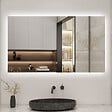 AICA SANITAIRE - AICA 80x60 cm miroir de salle de bain LED rétro-éclairé sans cadre avec anti-buée + mémoire + dimmable - vignette