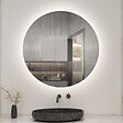 AICA SANITAIRE - AICA Miroir de salle de bain LED rond de 70 cm avec rétro-éclairage sans cadre, tricolore + anti-buée + mémoire + gradation infinie - vignette