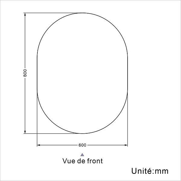 AICA SANITAIRE - AICA Miroir de salle de bain ovale sans cadre 60x80 cm - large