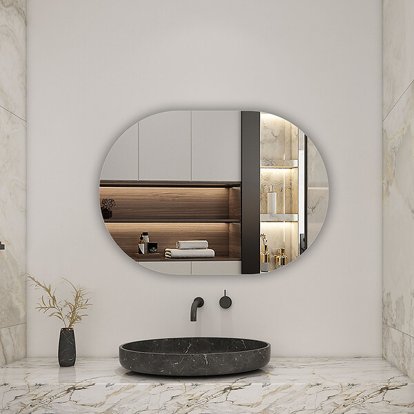 AICA SANITAIRE - AICA Miroir de salle de bain ovale sans cadre 50x90 cm - large