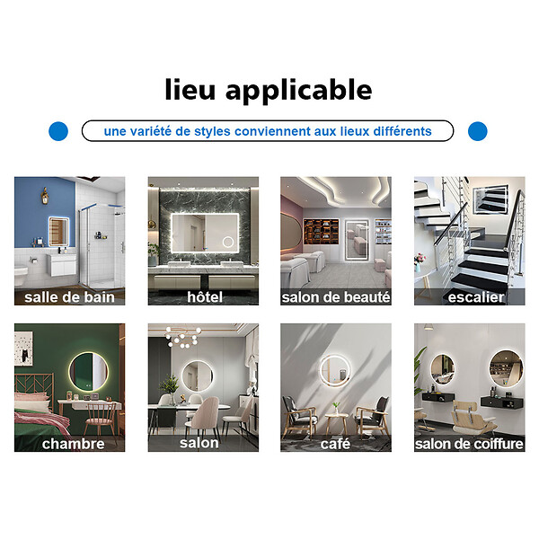 AICA SANITAIRE - AICA Miroir de salle de bain ovale sans cadre 50x90 cm - large
