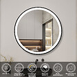 AICA SANITAIRE - AICA 80 cm miroir de salle de bain LED rond avec cadre noir, tricolore + anti-buée + mémoire + gradation infinie - vignette