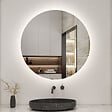 AICA SANITAIRE - AICA 100 cm miroir de salle de bain LED rond avec rétro-éclairage sans cadre, anti-buée + mémoire + dimmable - vignette