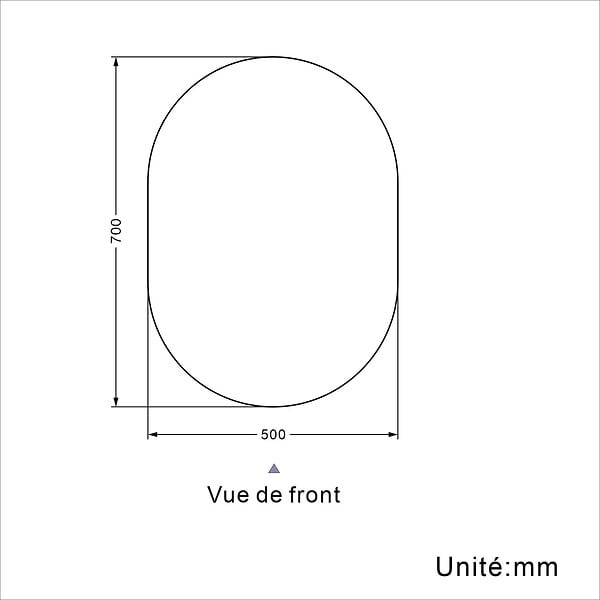 AICA SANITAIRE - AICA Miroir de salle de bain ovale sans cadre 50x70 cm - large