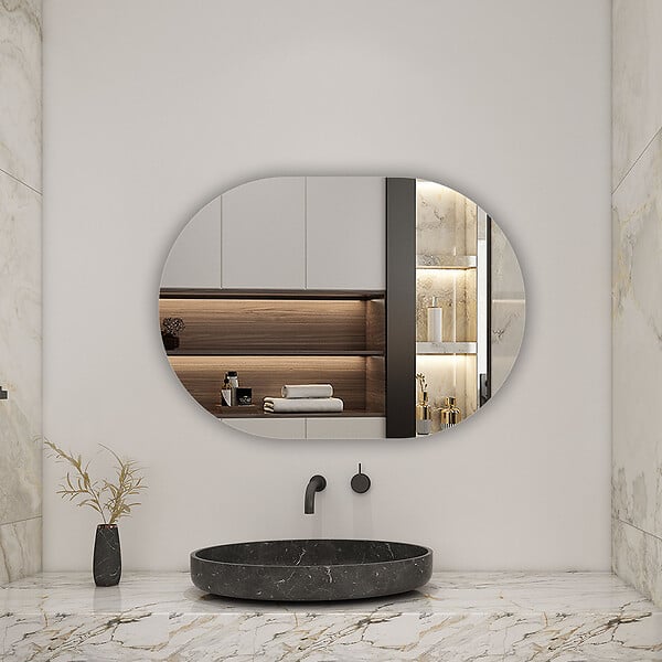 AICA SANITAIRE - AICA Miroir de salle de bain ovale sans cadre 50x80 cm - large