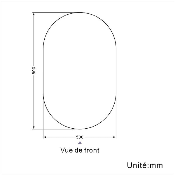 AICA SANITAIRE - AICA Miroir de salle de bain ovale sans cadre 50x80 cm - large