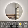 AICA SANITAIRE - AICA Miroir de salle de bain LED rond de 90 cm avec rétro-éclairage sans cadre, tricolore + anti-buée + mémoire + gradation infinie - vignette