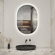 AICA SANITAIRE - AICA Miroir de salle de bain ovale 45x75 cm, anti-buée + mémoire + dimmable - vignette