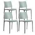 OVIALA - Lot de 4 chaises de terrasse vert sauge en plastique - Riga - vignette