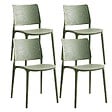 OVIALA - Lot de 4 chaises de terrasse vert cactus en plastique - Riga - vignette