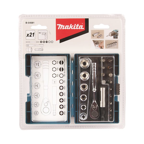 MAKITA - Coffret Fixation Clé à cliquet + 20 accessoires MAKITA B-54081 - large