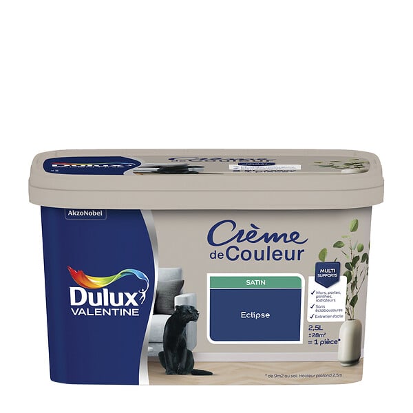 DULUX VALENTINE - Peinture Crème de Couleur - Eclipse - Satin - 2.5 L - large