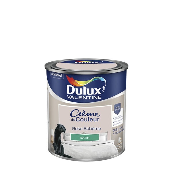 DULUX VALENTINE - Peinture Crème de Couleur - Rose Bohème - Satin - 0,5L - large